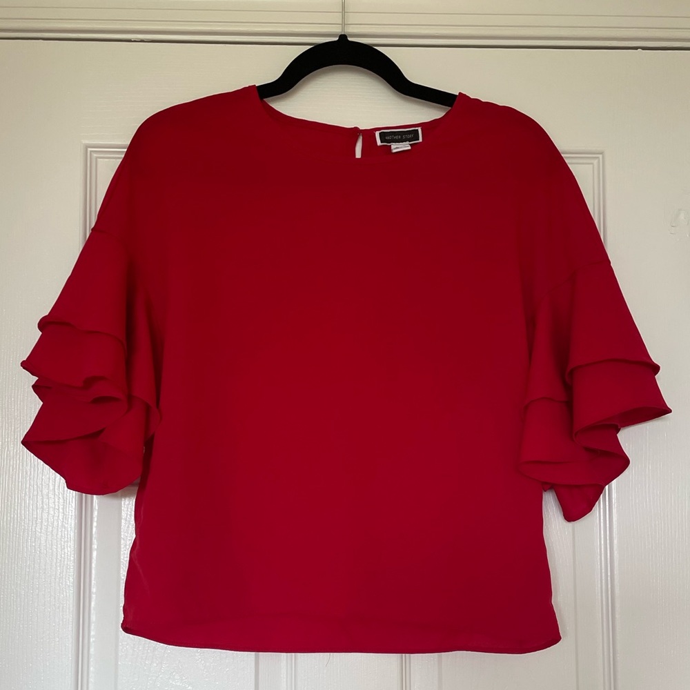 Another Story, Red Cropped Top with 3/4 sleeves, Size S